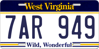 WV license plate 7AR949