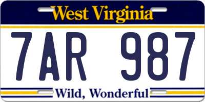 WV license plate 7AR987