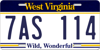 WV license plate 7AS114