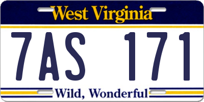 WV license plate 7AS171
