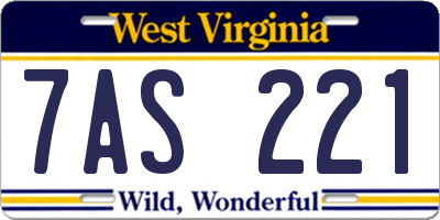 WV license plate 7AS221