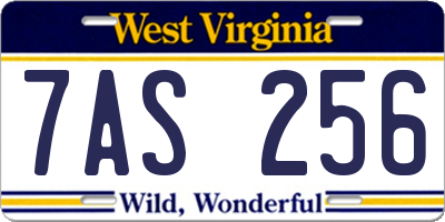 WV license plate 7AS256