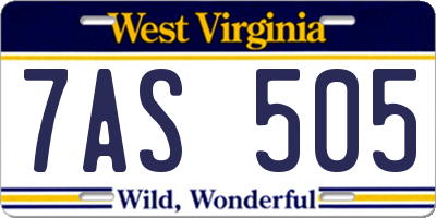 WV license plate 7AS505