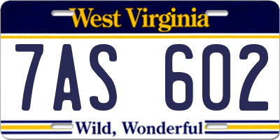 WV license plate 7AS602