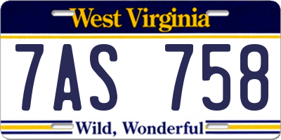 WV license plate 7AS758