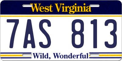 WV license plate 7AS813