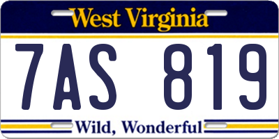 WV license plate 7AS819
