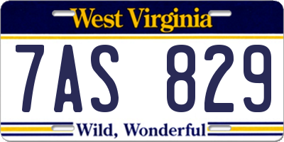 WV license plate 7AS829