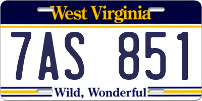 WV license plate 7AS851