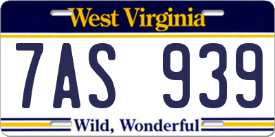WV license plate 7AS939