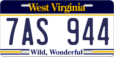 WV license plate 7AS944