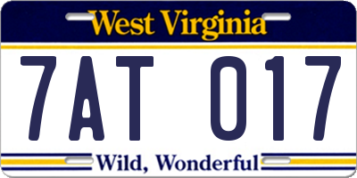 WV license plate 7AT017