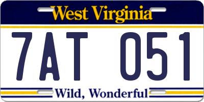WV license plate 7AT051