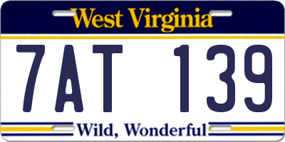 WV license plate 7AT139