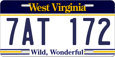 WV license plate 7AT172