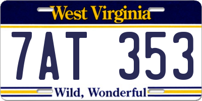 WV license plate 7AT353