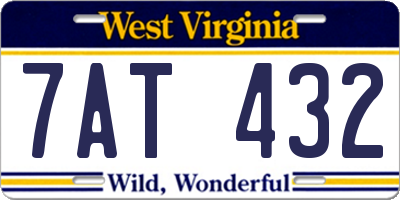 WV license plate 7AT432