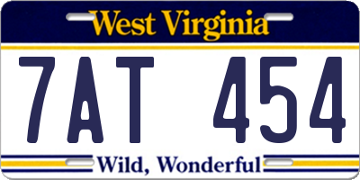WV license plate 7AT454