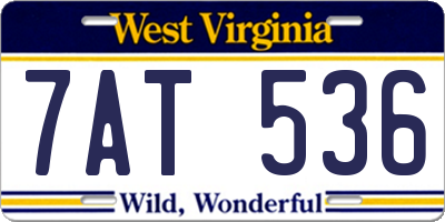 WV license plate 7AT536