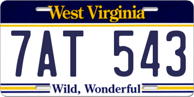 WV license plate 7AT543