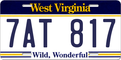 WV license plate 7AT817