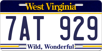 WV license plate 7AT929