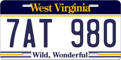 WV license plate 7AT980