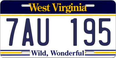 WV license plate 7AU195