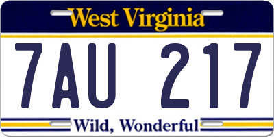 WV license plate 7AU217