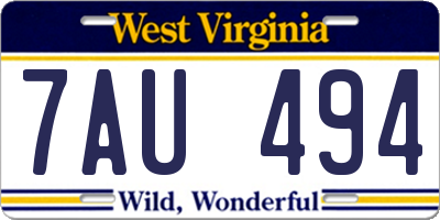 WV license plate 7AU494