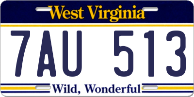 WV license plate 7AU513