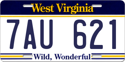WV license plate 7AU621