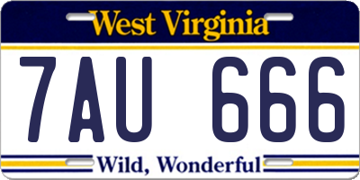WV license plate 7AU666