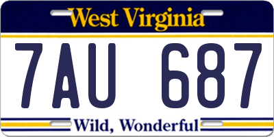 WV license plate 7AU687