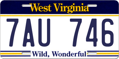WV license plate 7AU746
