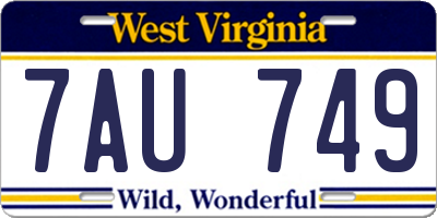 WV license plate 7AU749