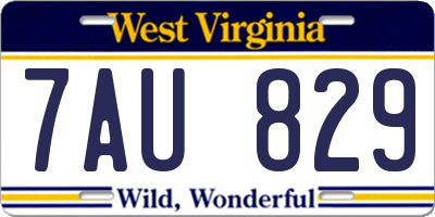 WV license plate 7AU829
