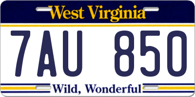 WV license plate 7AU850