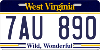 WV license plate 7AU890