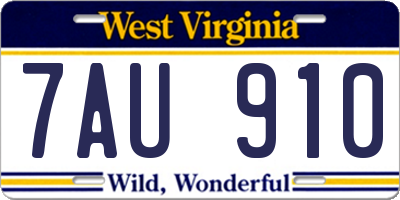 WV license plate 7AU910