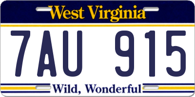 WV license plate 7AU915
