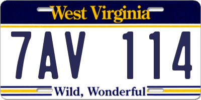 WV license plate 7AV114