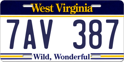 WV license plate 7AV387