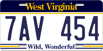 WV license plate 7AV454