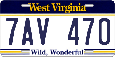WV license plate 7AV470
