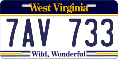 WV license plate 7AV733