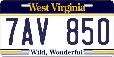 WV license plate 7AV850