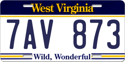 WV license plate 7AV873
