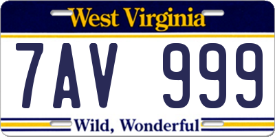 WV license plate 7AV999