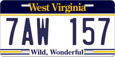 WV license plate 7AW157